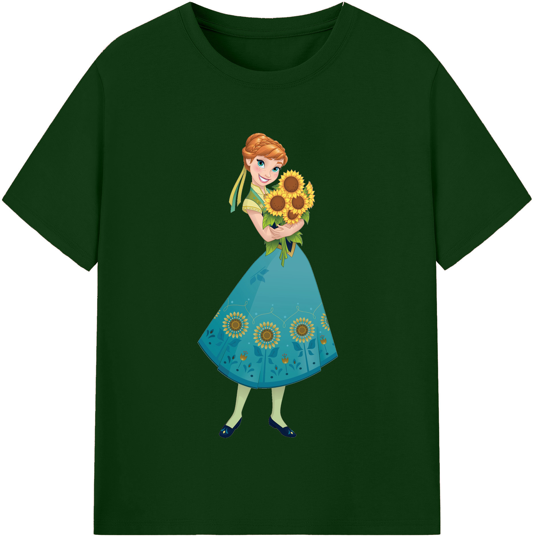 （画像用） アナと雪の女王 アンナ エルサ Frozen Anna Elsa 綿100％半袖Tシャツ（フロントプリント）